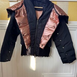 Women's Black and Copper Puffer Coat